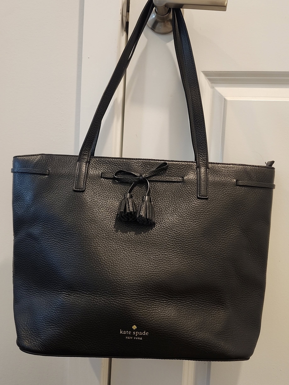 kate spade Black Leather Tote Bag